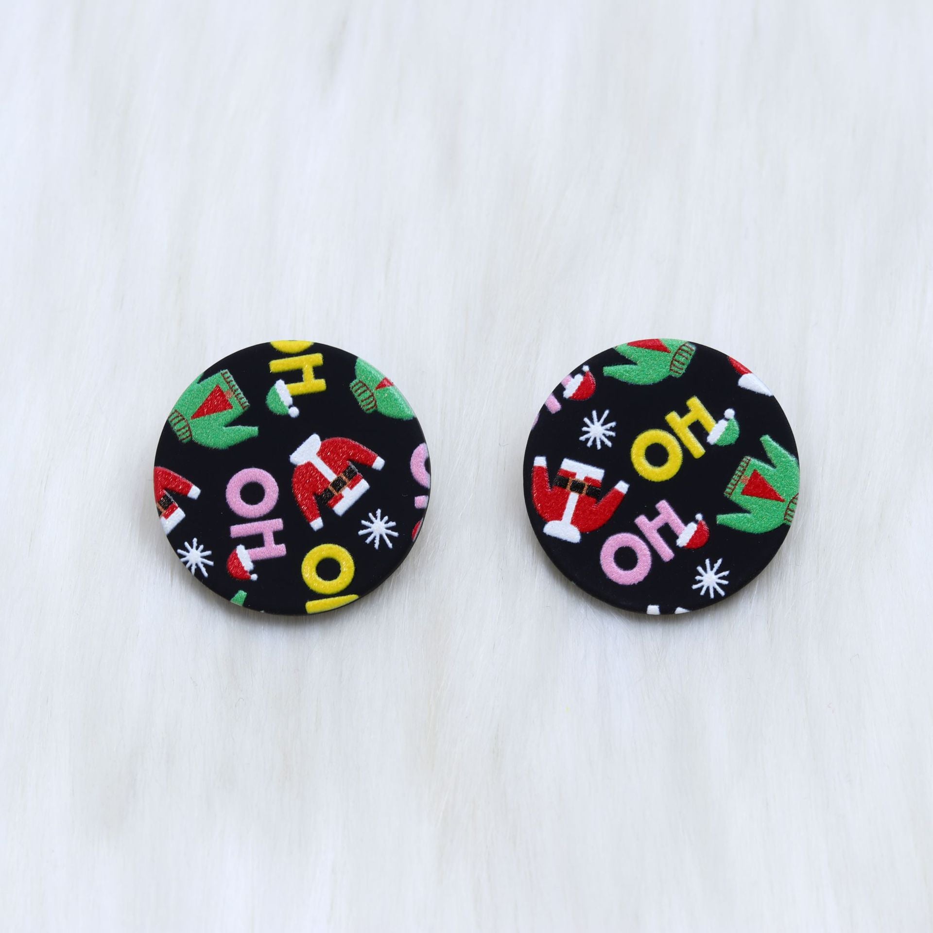 Wholesale Christmas Round Leopard Print Acrylic Earrings